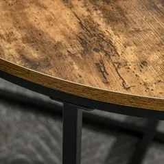 HOMCOM Round Coffee Table, Industrial Side Table with Metal Frame, Large Coffee Tables for Living Room, Bedroom, Rustic Brown - 8
