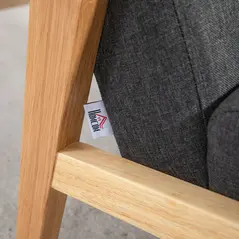 HOMCOM Set of 2 Accent Armchair, Living Room Chair, Wooden Upholstered Single Lounge Chair with Rubber Wood Legs and Padded Seat, Leisure Sofa Chair for Bedroom Office, Dark Grey - 9