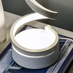 HOMCOM Set of 2 Modern Wave-Shaped LED Table Lamp with Round Metal Base for Living Room, Bedroom, White - 8