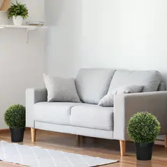 HOMCOM Set of 2 Artificial Plant Topiary Balls, UV-protected Fake Decorative Plants, Faux Plants for Home Indoor Outdoor Decor, 45cm, Green - 8