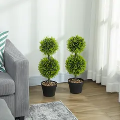 HOMCOM Set of 2 Decorative Artificial Trees, Topiary Ball-shaped Boxwood Trees in Pot, Fake Plants for Home Indoor outdoor Decor, 60cm, 2 Tree Balls - 8
