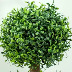 HOMCOM Set of 2 Decorative Artificial Trees, Topiary Ball-shaped Boxwood Trees in Pot, Fake Plants for Home Indoor outdoor Decor, 100cm, 3 Tree Balls - 8