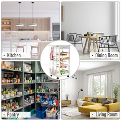 HOMCOM Rolling Kitchen Cart, Utility Storage Cart with 4 Basket Drawers & Side Racks, Wheels for Dining Room, White - 5