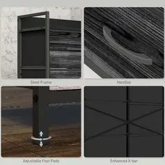 HOMCOM Rustic Chest of Six Fabric Drawers - Black - 7