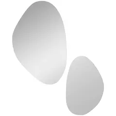 HOMCOM Set of 2 Pebble-Shaped Wall Mirror - Black - 1