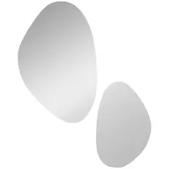 HOMCOM Set of 2 Pebble-Shaped Wall Mirror - Gold Tone - 1