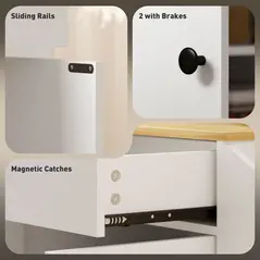 HOMCOM Rolling Kitchen Island with 3-Tier Spice Rack, Kitchen Storage Cart with Drawer and Towel Rack, White - 7