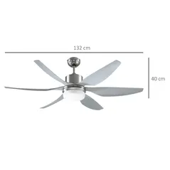 HOMCOM Reversible Ceiling Fan with Light, 6 Blades Indoor Modern Mount LED Lighting Fan with Remote Controller, for Bedroom, Living Room, Silver - 3