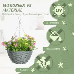 HOMCOM Set of 2 Artificial Hanging Cosmos Flowers - Multi-Colored - 5