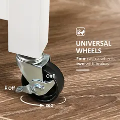 HOMCOM Rolling Kitchen Island Cart, Bar Serving Cart, Compact Trolley on Wheels with Wood Top, Shelves & Drawers for Home Dining Area, White - 9