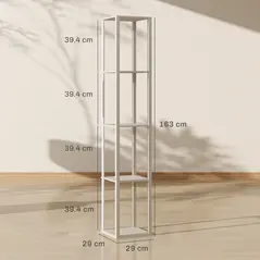 HOMCOM RGB LED Floor Lamp with Shelves, Modern Dimmable Standing Lamp with Remote Control, Adjustable Brightness & Speed for Living Room, Bedroom, Office, Oak - 3