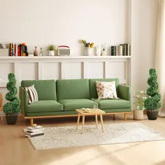 HOMCOM Set of 2 Artificial Plants, Topiary Spiral Boxwood Trees with Pot, for Home Indoor Outdoor Decor, 90cm - 6