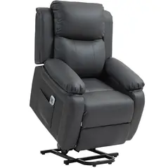 HOMCOM Riser and Recliner Chair with Massage, Power Lift Recliner Chair for Elderly with Remote Control, Extended Footrest, Dual Side Pockets, Overstuffed Electric Reclining Armchair, Dark Grey - 1