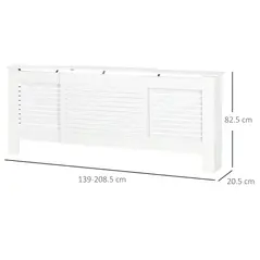 HOMCOM Set of 2 MDF Extendable Radiator Cover with Cabinet Shelving, Home Office Slatted Design, White 139-208.5L x 20.5W x 82.5H cm - 3