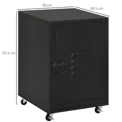 HOMCOM Rolling Metal Filing Cabinet, Industrial Mobile Storage Cabinet with Adjustable Shelf and Wheels for Home Office Living Room, Black - 3