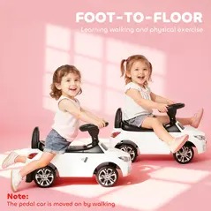 HOMCOM Ride on Car Baby Toddler Walker Foot to Floor Sliding Car Slider, White - 8