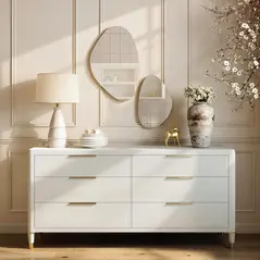 HOMCOM Set of 2 Pebble-Shaped Wall Mirror - Gold Tone - 7