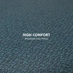 HOMCOM Round Linen-Look Storage Ottoman - Blue - 5