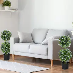 HOMCOM Set of 2 Decorative Artificial Plants Ball Trees with Lavender Flowers in Pot Fake Plants for Home Indoor Outdoor Decor, 70cm, Blue - 8