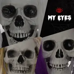 HOMCOM Set of 3 Hanging Skeleton Halloween Decorations, Scary Flying Ghost for Garden, Party, 90/110/170cm - 4