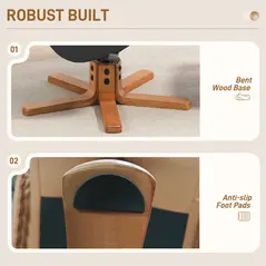 HOMCOM Rocking Recliner Chair with Footstool, PU Leather Recliner Armchair with Wood Base, Upholstered Reclining Chair for Living Room Bedroom, Black - 7