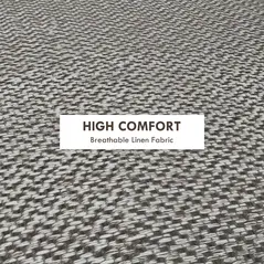 HOMCOM Round Linen-Look Storage Ottoman - Light Grey - 5