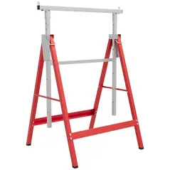 HOMCOM Set of 2 Adjustable Telescopic Builders Trestle, DIY Steel Work Bench Carpenter, Folding Saw Horse Tools Red - 1