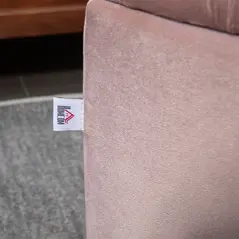 HOMCOM Semi-Circle Ottoman Storage Bench, Bed End Bench, Tufted Upholstered Window Seat Footrest Stool with Rubberwood Legs for Bedroom & Entryway, 120 x 46 x 42 cm, Pink - 8