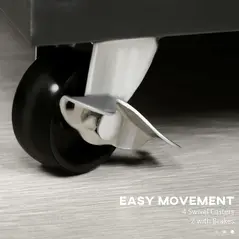 HOMCOM Rolling Metal Filing Cabinet, Industrial Mobile Storage Cabinet with Adjustable Shelf and Wheels for Home Office Living Room, Black - 6