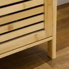 HOMCOM Rustic Shoe Cabinet, 3 Door Shoe Storage Cabinet with 8 Shelves, Natural Wood Finish - 9