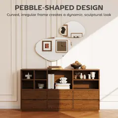 HOMCOM Set of 2 Pebble-Shaped Wall Mirror - Gold Tone - 4