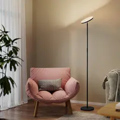 HOMCOM RGB Uplighter Floor Lamp, Tall Dimmable Standing Lamp with Remote & Touch Control, 350° Rotatable Head for Living Room Bedroom, 2700K-6000K Colour Temperatures, Black - 2