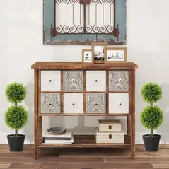 HOMCOM Set of 2 Decorative Artificial Trees, Topiary Ball-shaped Boxwood Trees in Pot, Fake Plants for Home Indoor outdoor Decor, 60cm, 2 Tree Balls - 2