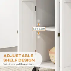 HOMCOM Rolling Kitchen Island Storage Trolley with Rubber Wood Top & Drawers for Dining Room, White - 6