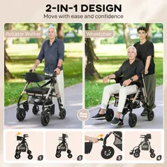 HOMCOM Rollator Walker Wheelchair, with Seat - Black - 4