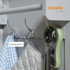 HOMCOM Rolling Kitchen Island on Wheels, Utility Serving Cart with Rubber Wood Top, Towel Rack, Hooks and Storage Drawers, Grey - 7