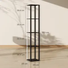 HOMCOM RGB LED Floor Lamp with Shelves, Modern Dimmable Standing Lamp with Remote Control, Adjustable Brightness & Speed for Living Room, Bedroom, Office, Black - 4