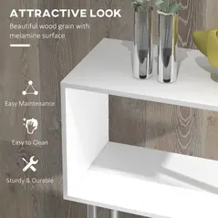 HOMCOM S Shape Bookcase, 5 Tiers Bookshelf, Modern Freestanding Storage Shelf for Home Office, Study, Living Room, 80 x 30 x 145cm, White - 5