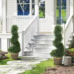 HOMCOM Set of 2 Artificial Plants, Topiary Spiral Boxwood Cypress Trees with Pot, for Home Indoor Outdoor Decor, 90cm - 7