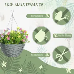 HOMCOM Set of 2 Artificial Hanging Cosmos Flowers - Multi-Colored - 6