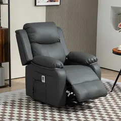 HOMCOM Riser and Recliner Chair with Massage, Power Lift Recliner Chair for Elderly with Remote Control, Extended Footrest, Dual Side Pockets, Overstuffed Electric Reclining Armchair, Dark Grey - 7