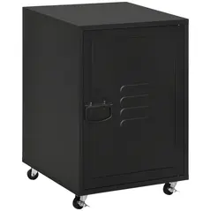 HOMCOM Rolling Metal Filing Cabinet, Industrial Mobile Storage Cabinet with Adjustable Shelf and Wheels for Home Office Living Room, Black - 1