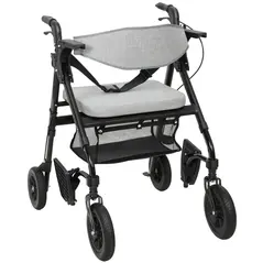 HOMCOM Rollator Walker Wheelchair, with Seat - Grey - 1