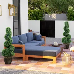 HOMCOM Set of 2 Artificial Plants, Topiary Spiral Boxwood Trees with Pot, for Home Indoor Outdoor Decor, 90cm - 7