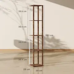 HOMCOM RGB LED Floor Lamp with Shelves, Modern Dimmable Standing Lamp with Remote Control, Adjustable Brightness & Speed for Living Room, Bedroom, Office, Rustic Brown - 4