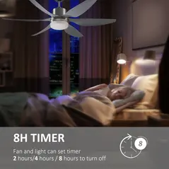 HOMCOM Reversible Ceiling Fan with Light, 6 Blades Indoor Modern Mount LED Lighting Fan with Remote Controller, for Bedroom, Living Room, Silver - 7