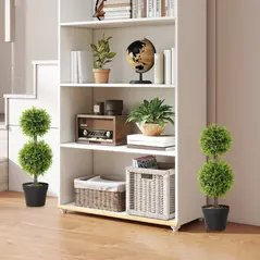 HOMCOM Set of 2 Decorative Artificial Trees, Topiary Ball-shaped Boxwood Trees in Pot, Fake Plants for Home Indoor outdoor Decor, 60cm, 2 Tree Balls - 7