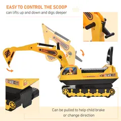 HOMCOM Ride On Excavator Toy Tractors Digger Movable Walker Construction Truck 3 Years - 7