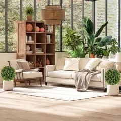 HOMCOM Set of 2 40 cm Artificial Boxwood Topiary Ball Bush with Integrated Ground Stake, Indoor Outdoor UV Resistant Faux Greenery, Faux Plants for Garden, Porch, Balcony - 9