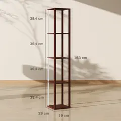 HOMCOM RGB LED Floor Lamp with Shelves, Modern Dimmable Standing Lamp with Remote Control, Adjustable Brightness & Speed for Living Room, Bedroom, Office, Brown - 4